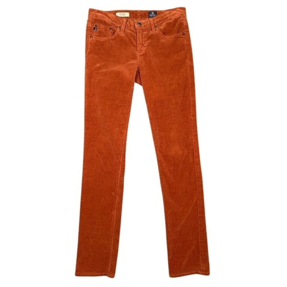 AG Adriano Goldschmied The Stevie Slim Straight Corduroy Pants Rust Orange 26R